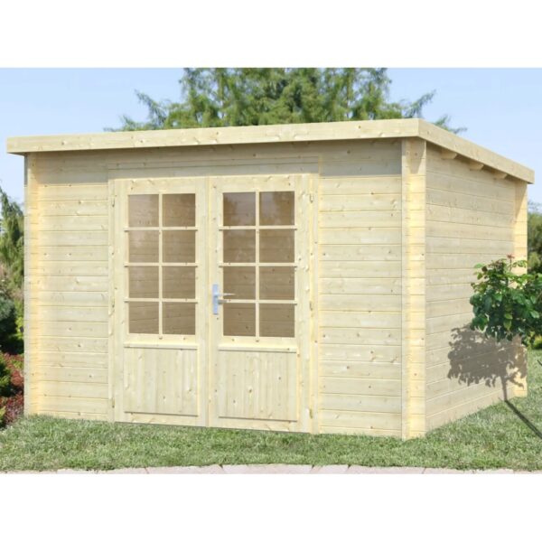 Palmako Ella Holz-Gartenhaus Natur Flachdach Unbehandelt 300 cm x 300 cm