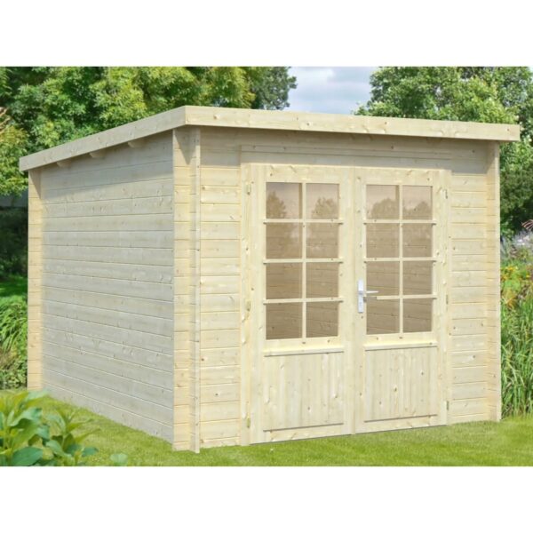 Palmako Ella Holz-Gartenhaus Natur Flachdach Unbehandelt 240 cm x 300 cm