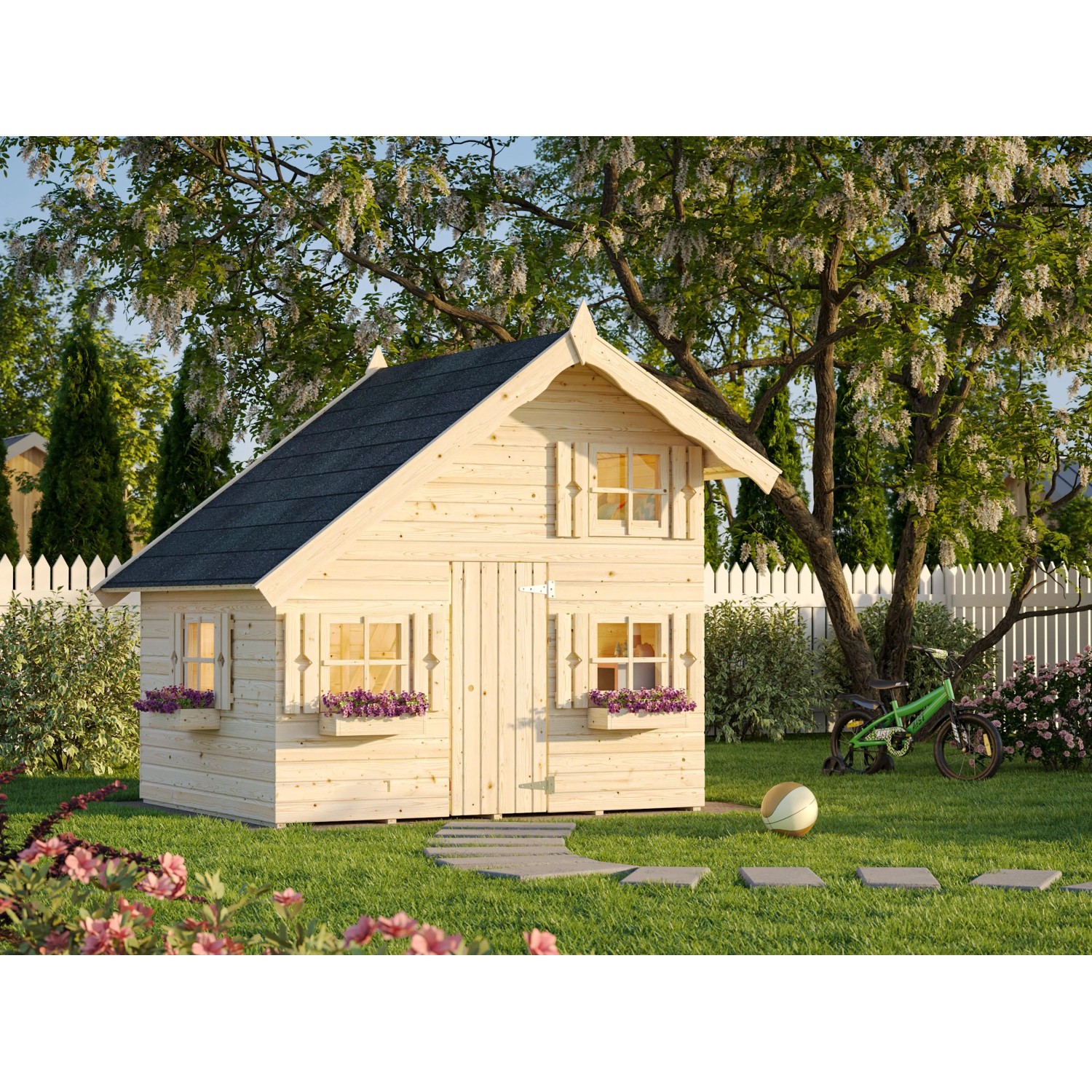 Palmako Spielhaus Tom Fichtenholz Natur 220 cm x 180 cm x 228 cm