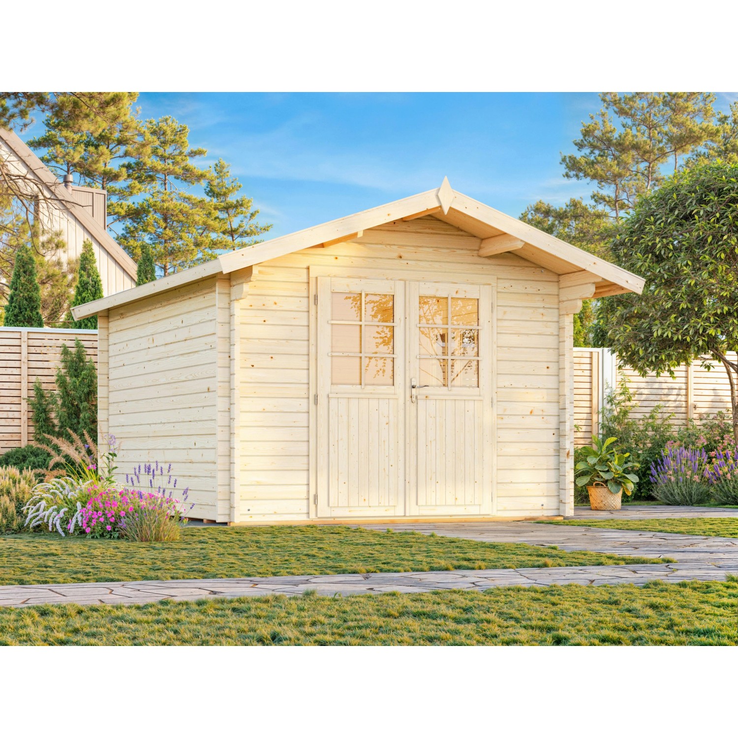Palmako Gartenhaus Sally 300 x 360 cm Lackiert Grau-Anthrazit FSC®