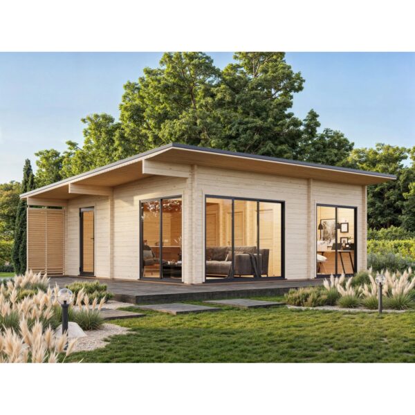 Palmako Holz-Gartenhaus Cecilia Pultdach Unbehandelt 674 cm x 674 cm 39,9 m²