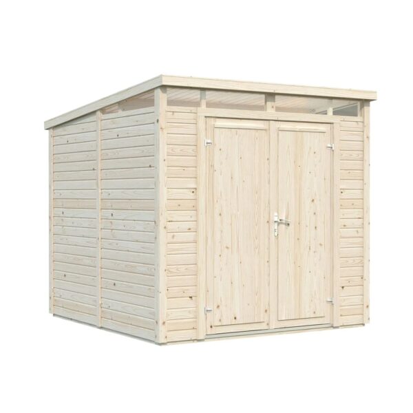 Palmako Holz-Gartenhaus Elias Pultdach Tauchgrundiert 221 cm x 228 cm 4,9 m²