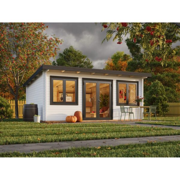 Palmako Holz-Gartenhaus Lisandra Pultdach Weiß Lackiert 550 cm x 400 cm 19,4 m² Palmako Holz-Gartenhaus Lisandra Pultdach Weiß Lackiert 550 cm x 400 cm 19,4 m²