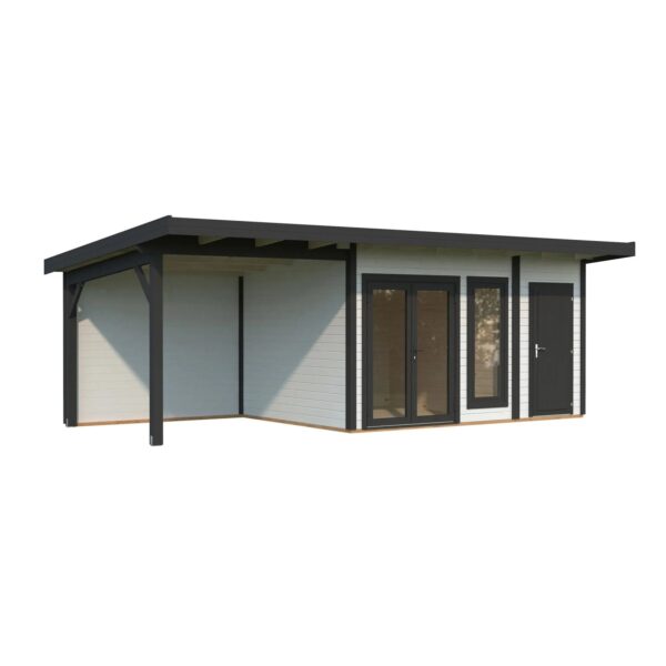 Palmako Holz-Gartenhaus Aurelia Pultdach Weiß Lackiert 739 cm x 300 cm 20,3 m²