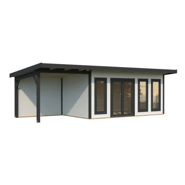 Palmako Holz-Gartenhaus Aurelia Pultdach Weiß Lackiert 833 cm x 300 cm 23,1 m²