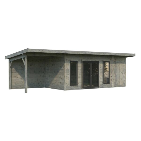 Palmako Holz-Gartenhaus Aurelia Pultdach Tauchgrundiert 889 cm x 300 cm 24,6 m²