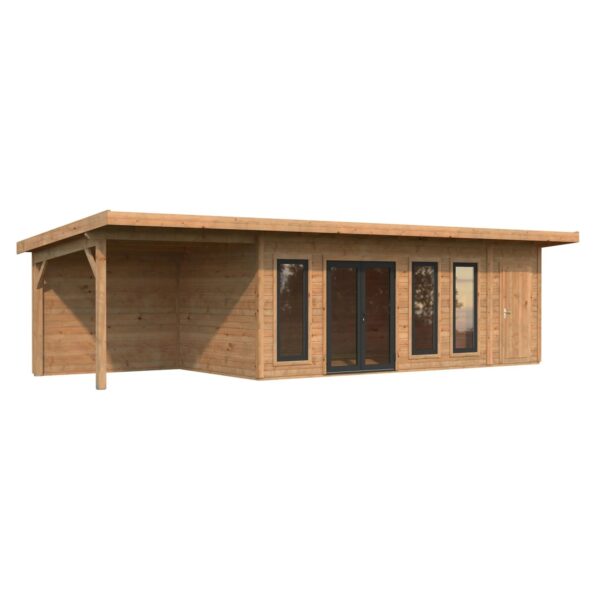 Palmako Holz-Gartenhaus Aurelia Pultdach Tauchgrundiert 973 cm x 300 cm 27,1 m²