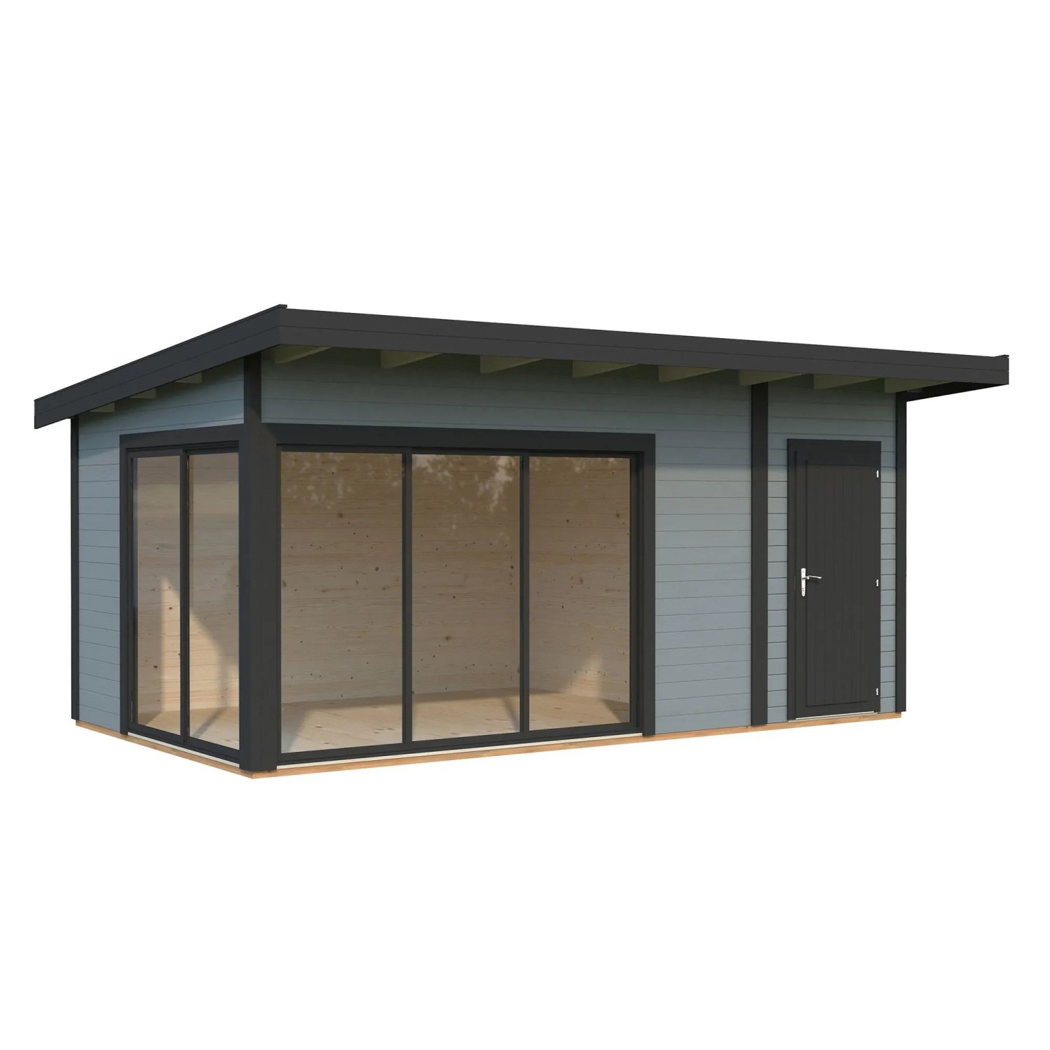 Palmako Holz-Gartenhaus Andrea Slide Plus Pultdach Lackiert 530 cm x 300 cm