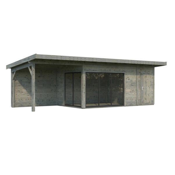 Palmako Holz-Gartenhaus Andrea Slide Pultdach Tauchgrundiert 833 cm x 300 cm