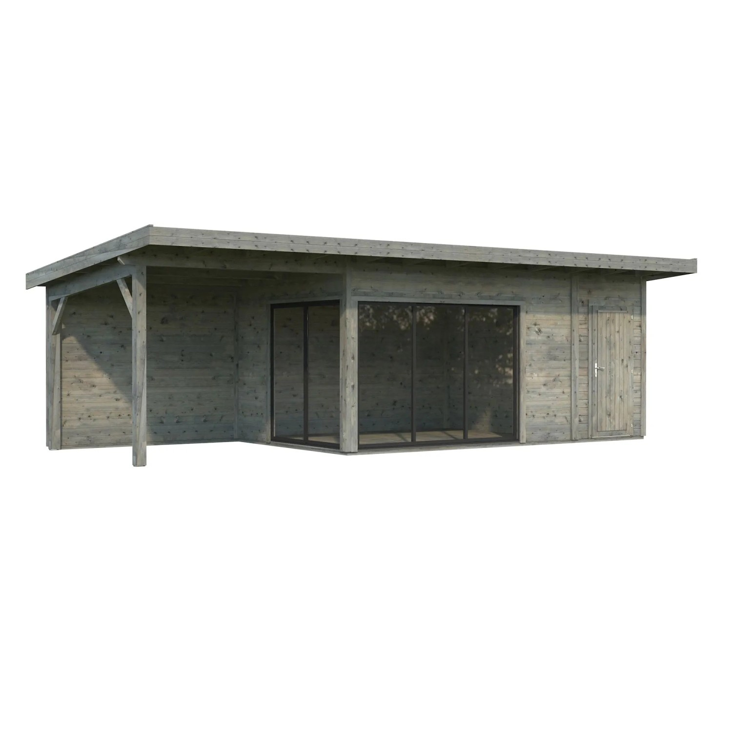 Palmako Holz-Gartenhaus Andrea Slide Pultdach Tauchgrundiert 833 cm x 300 cm