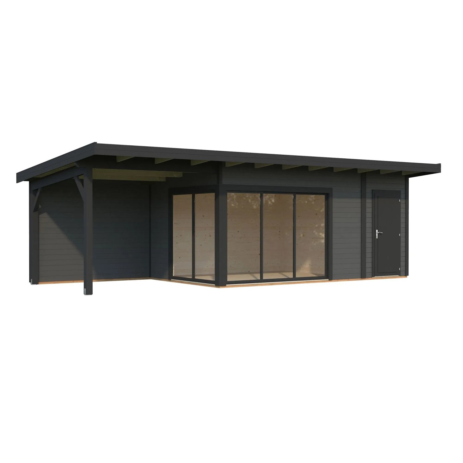 Palmako Holz-Gartenhaus Andrea Slide Plus Pultdach Lackiert 833 cm x 300 cm