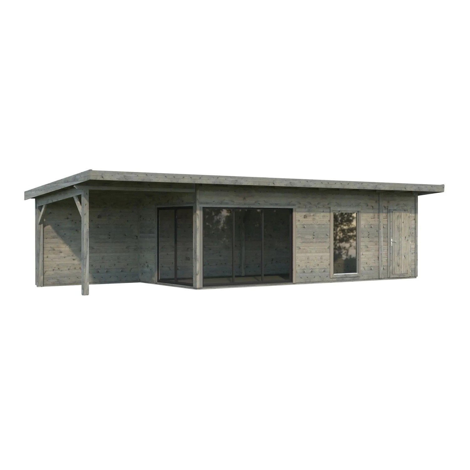 Palmako Holz-Gartenhaus Andrea Slide Pultdach Tauchgrundiert 1060 cm x 300 cm