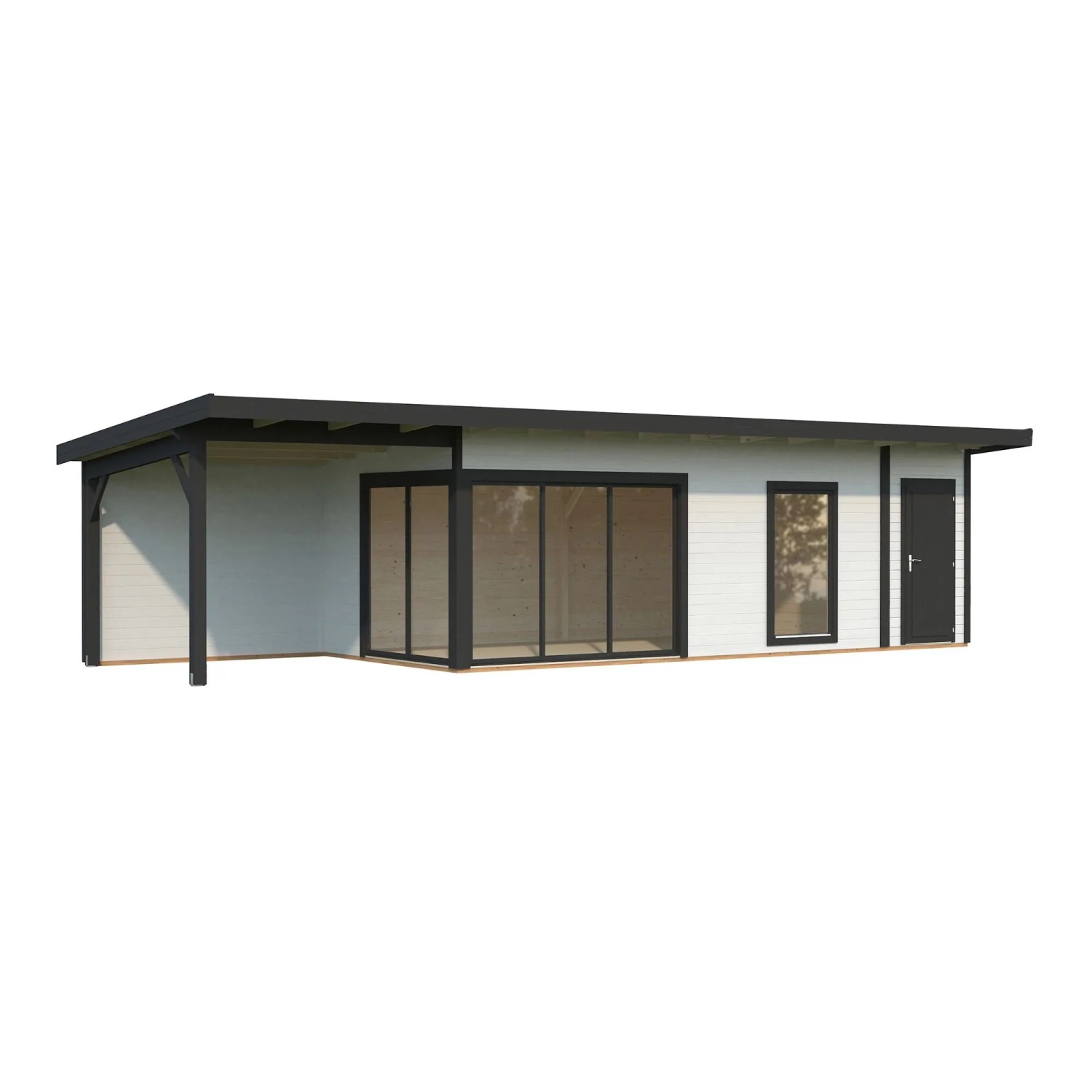 Palmako Holz-Gartenhaus Andrea Slide Plus Pultdach Lackiert 1060 cm x 300 cm