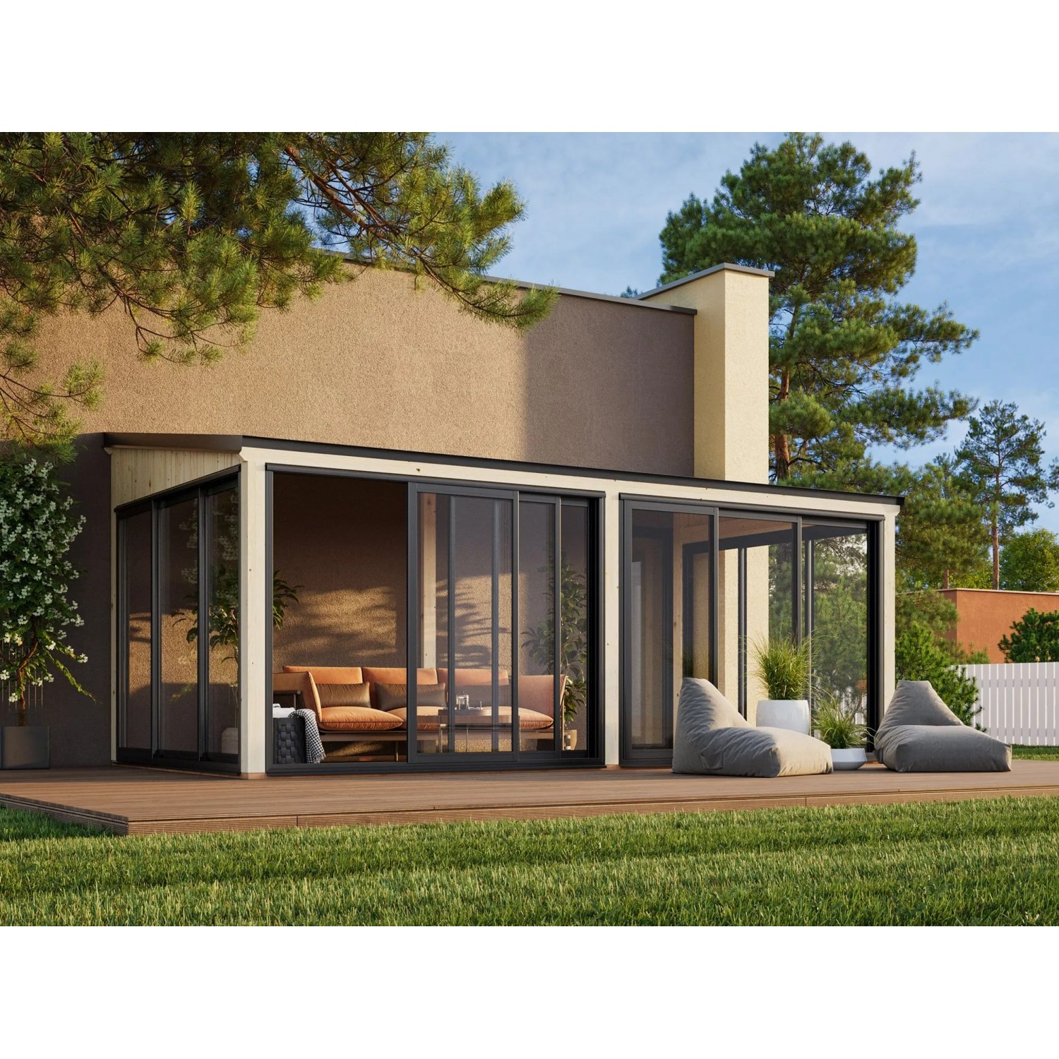 Palmako Holz-Gartenhaus Lumi Slide Pultdach Unbehandelt 582 cm x 297 cm 16,2 m²