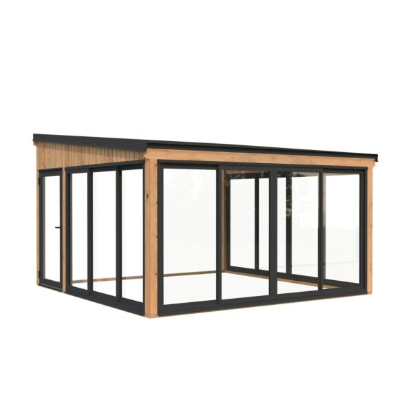 Palmako Holz-Gartenhaus Lumi Slide Pultdach Tauchgrundiert 420 cm x 420 cm