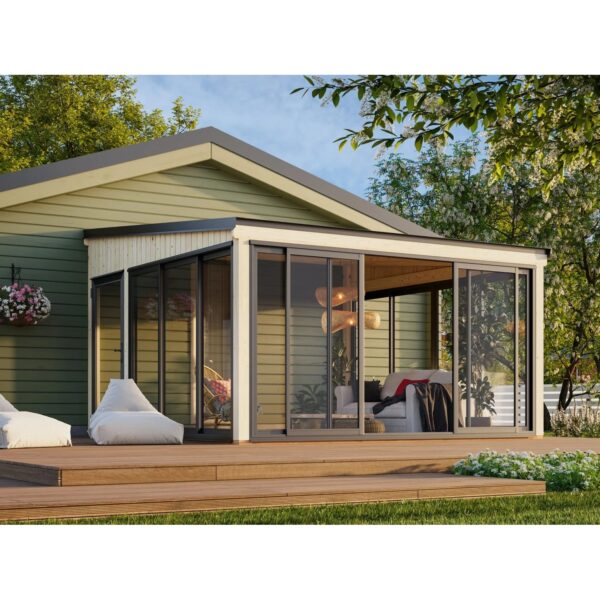 Palmako Holz-Gartenhaus Lumi Slide Plus Pultdach Unbehandelt 420 cm x 420 cm