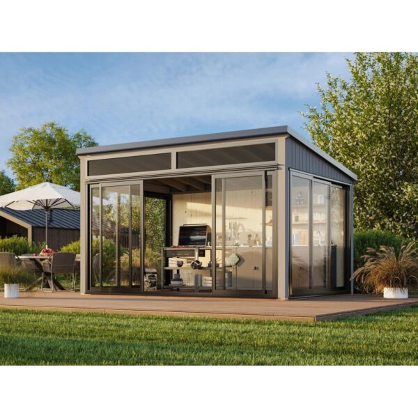 Palmako Holz-Gartenhaus Saga Slide Pultdach Lackiert 420 cm x 297 cm 11,6 m²
