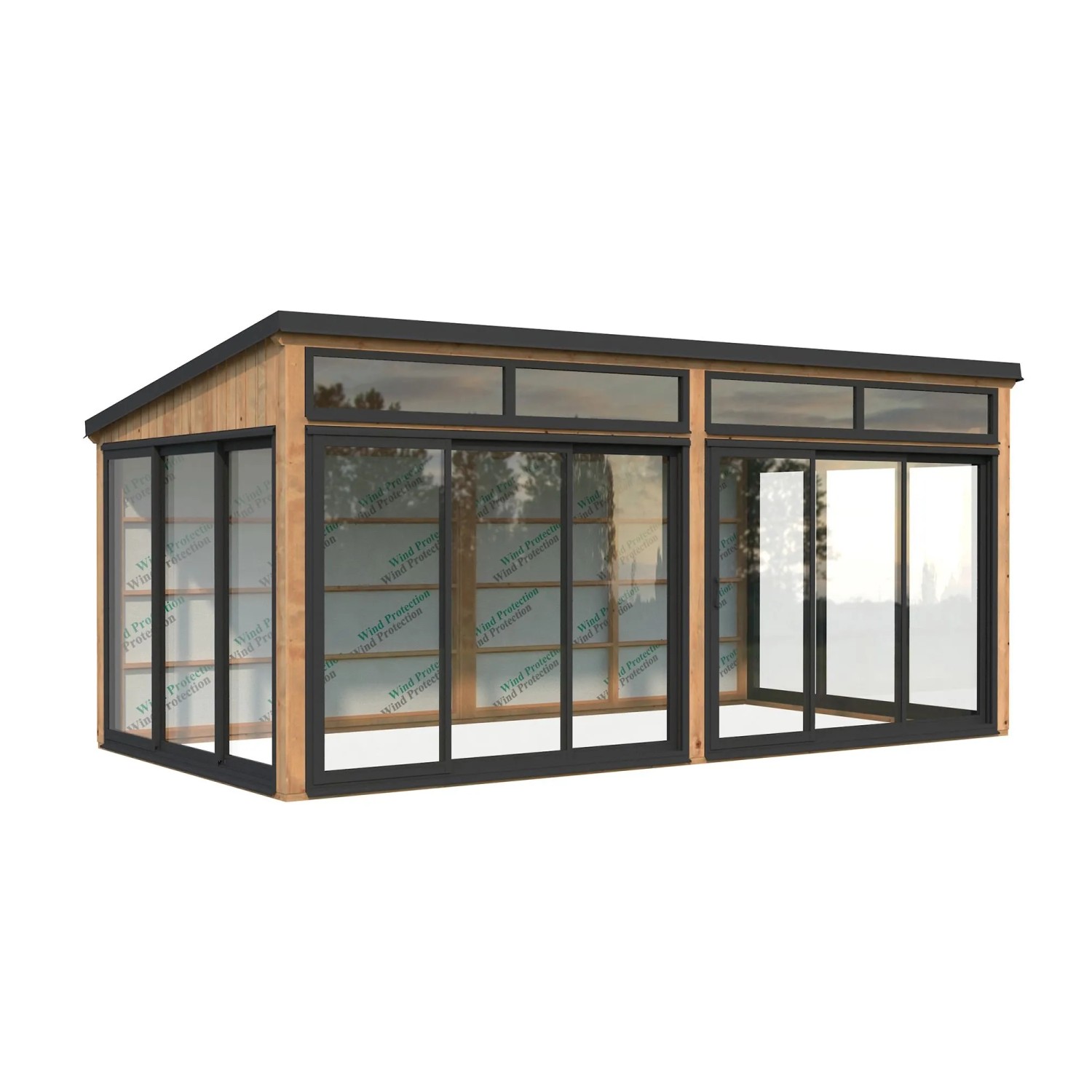 Palmako Holz-Gartenhaus Saga Slide Pultdach Tauchgrundiert 582 cm x 297 cm