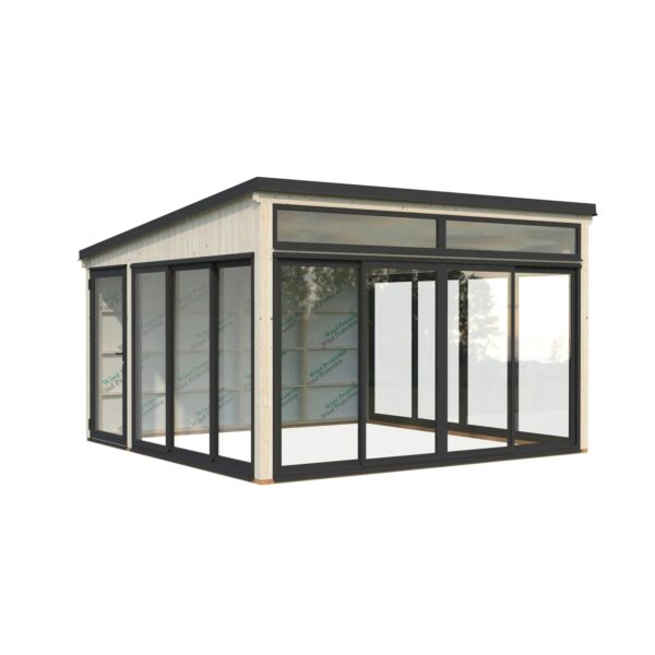 Palmako Holz-Gartenhaus Saga Slide Pultdach Tauchgrundiert 420 cm x 420 cm