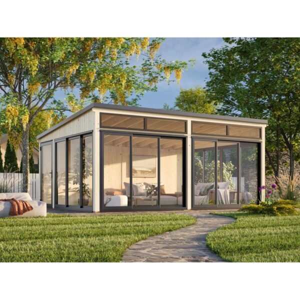 Palmako Holz-Gartenhaus Saga Slide Pultdach Unbehandelt 582 cm x 420 cm 23,3 m²