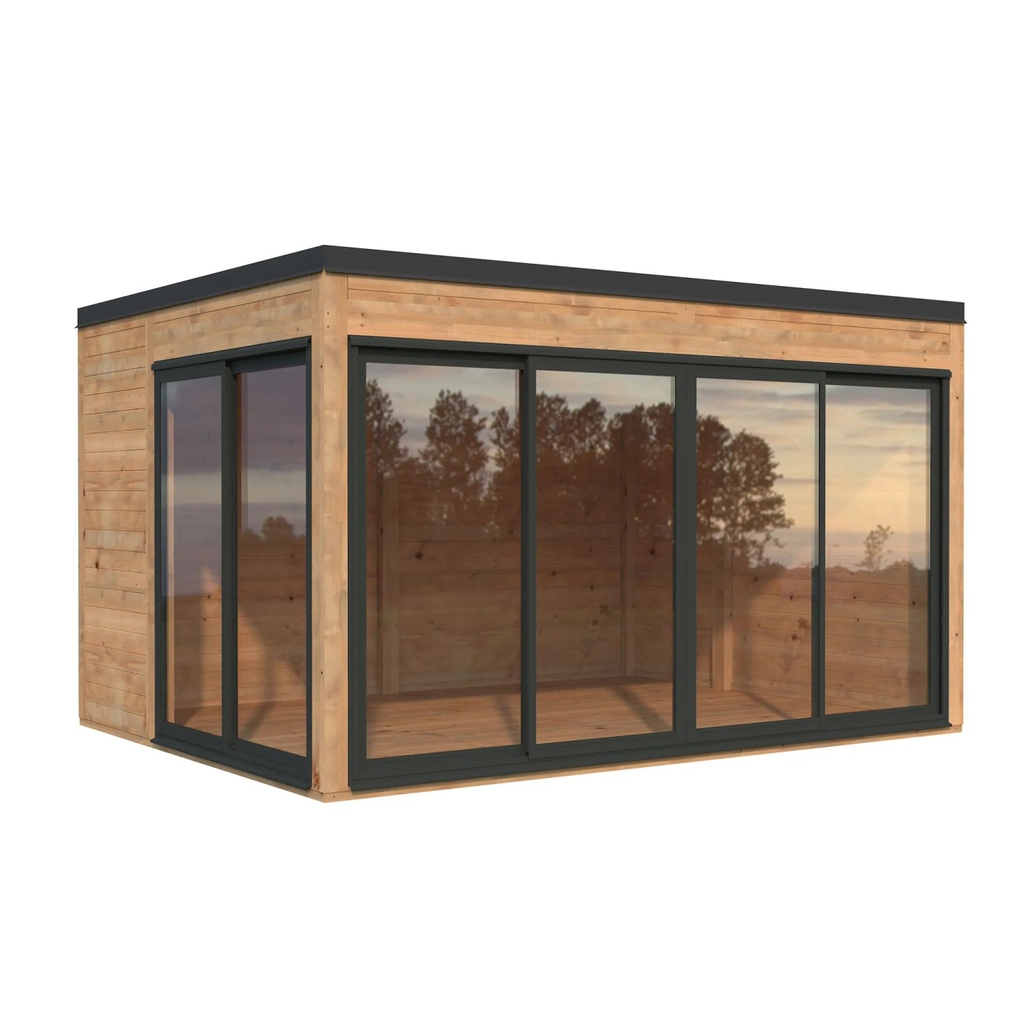 Palmako Holz-Gartenhaus Serena Slide Pultdach Tauchgrundiert 420 cm x 320 cm