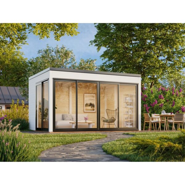 Palmako Holz-Gartenhaus Serena Slide Pultdach Lackiert 420 cm x 320 cm 12,6 m²