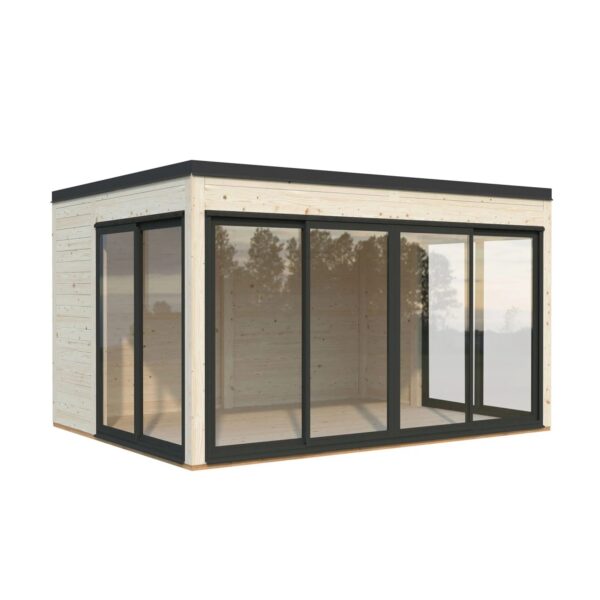 Palmako Holz-Gartenhaus Serena Slide Pultdach Tauchgrundiert 420 cm x 320 cm