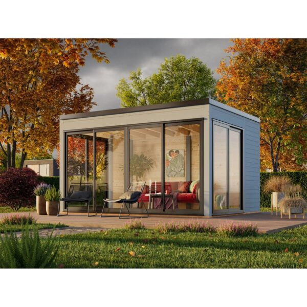 Palmako Holz-Gartenhaus Serena Slide Pultdach Lackiert 420 cm x 320 cm 12,6 m²