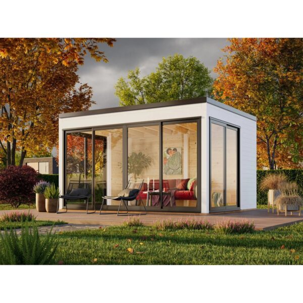 Palmako Holz-Gartenhaus Serena Slide Pultdach Lackiert 420 cm x 320 cm 12,6 m²