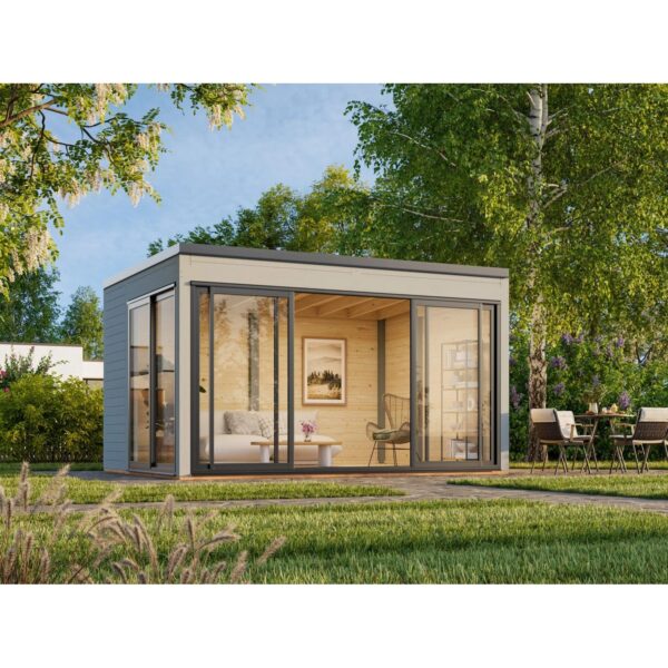 Palmako Holz-Gartenhaus Serena Slide Plus Pultdach Lackiert 420 cm x 320 cm