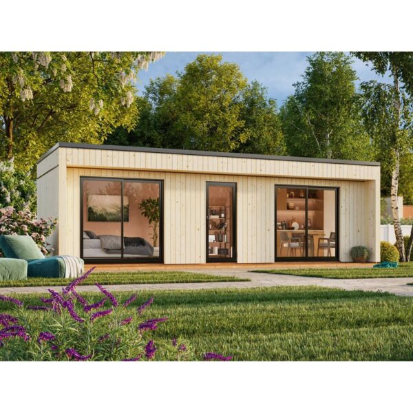 Palmako Holz-Gartenhaus Johanna Flachdach Unbehandelt 901 cm x 339 cm 22,4 m²