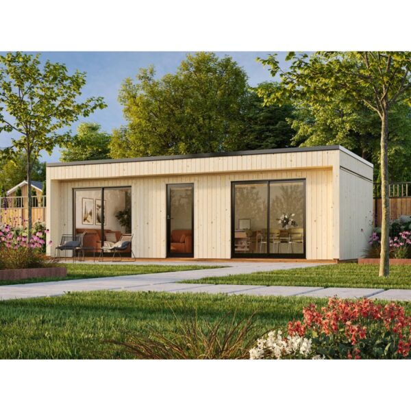 Palmako Holz-Gartenhaus Johanna Flachdach Unbehandelt 901 cm x 448 cm 31,8 m²