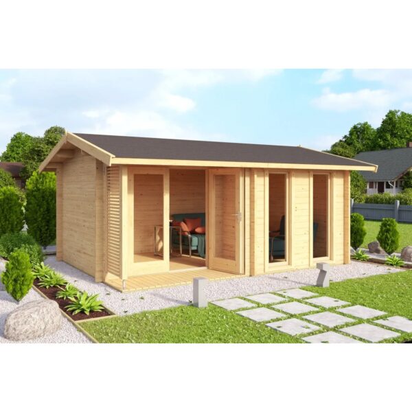 Lasita Holz-Gartenhaus Hampshire Satteldach Unbehandelt 420 cm x 300 cm