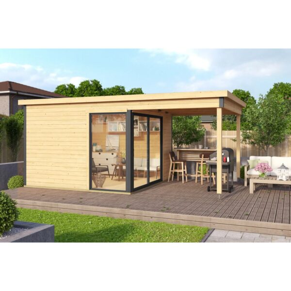 Lasita Holz-Gartenhaus Domeo 2 Flachdach Unbehandelt 504.4 cm x 300 cm 5,82 m²