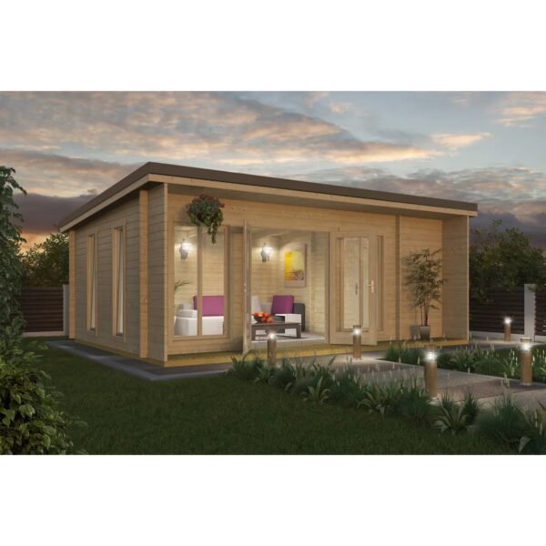 Lasita Holz-Gartenhaus Japan Pultdach Braun-Beige Unbehandelt 608 cm x 390 cm