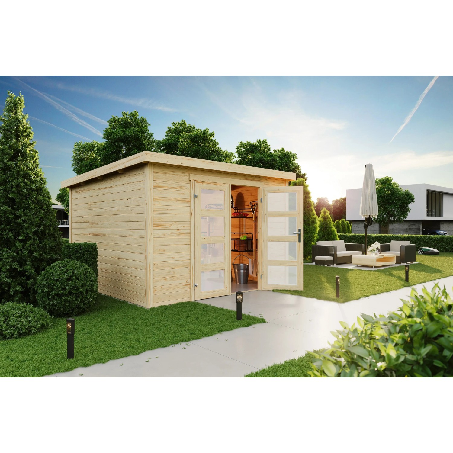 Lasita Holz-Gartenhaus Zambezi 7 Natur 320 cm x 324,8 cm