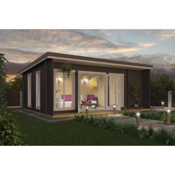 Lasita Holz-Gartenhaus Japan Pultdach Carbongrau Lasiert 608 cm x 390 cm