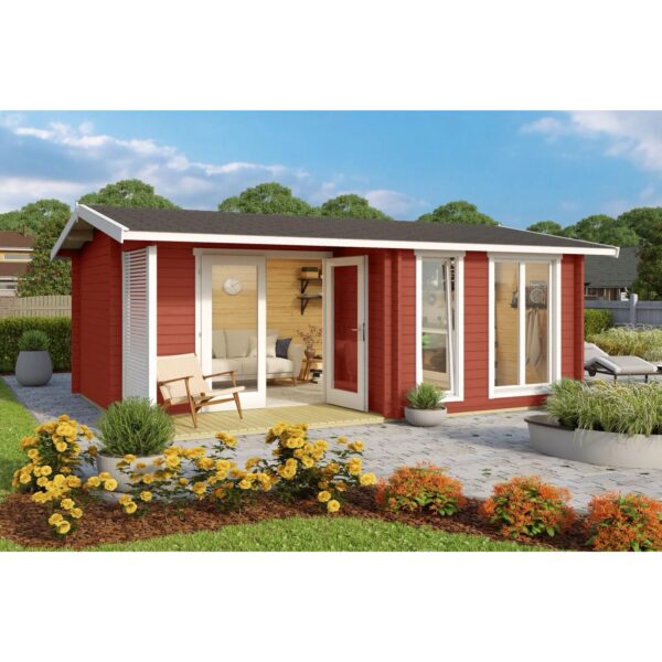 Lasita Holz-Gartenhaus Brighton 44 Satteldach Lasiert 520 cm x 370 cm