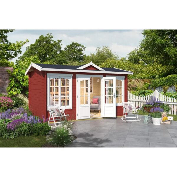 Lasita Holz-Gartenhaus Kensington Satteldach Lasiert 400 cm x 250 cm