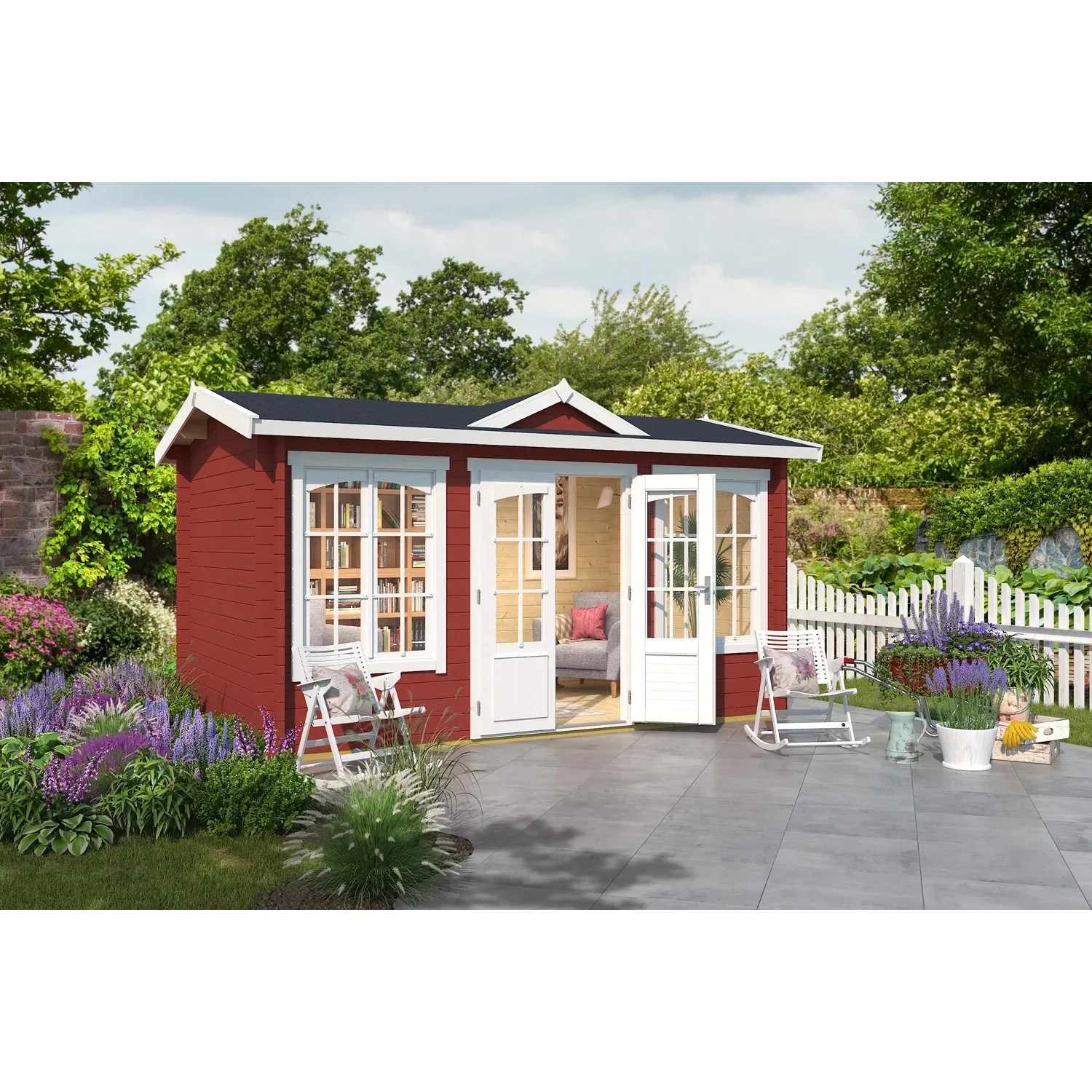 Lasita Holz-Gartenhaus Kensington Satteldach Lasiert 400 cm x 250 cm