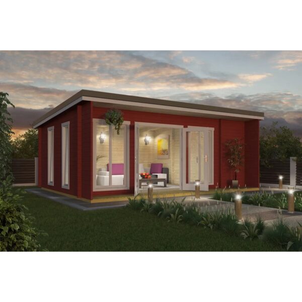 Lasita Holz-Gartenhaus Japan Pultdach Schwedenrot Lasiert 608 cm x 390 cm