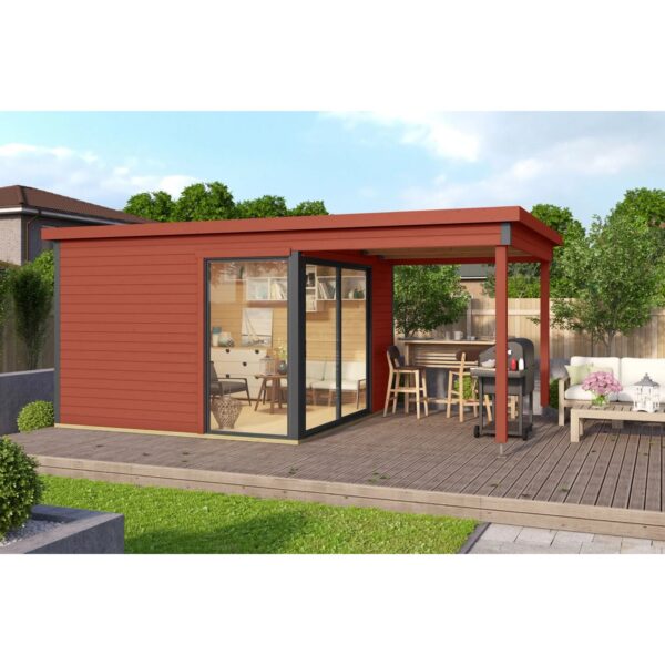 Lasita Holz-Gartenhaus Domeo 2 Flachdach Lasiert 504.4 cm x 300 cm 5,82 m²