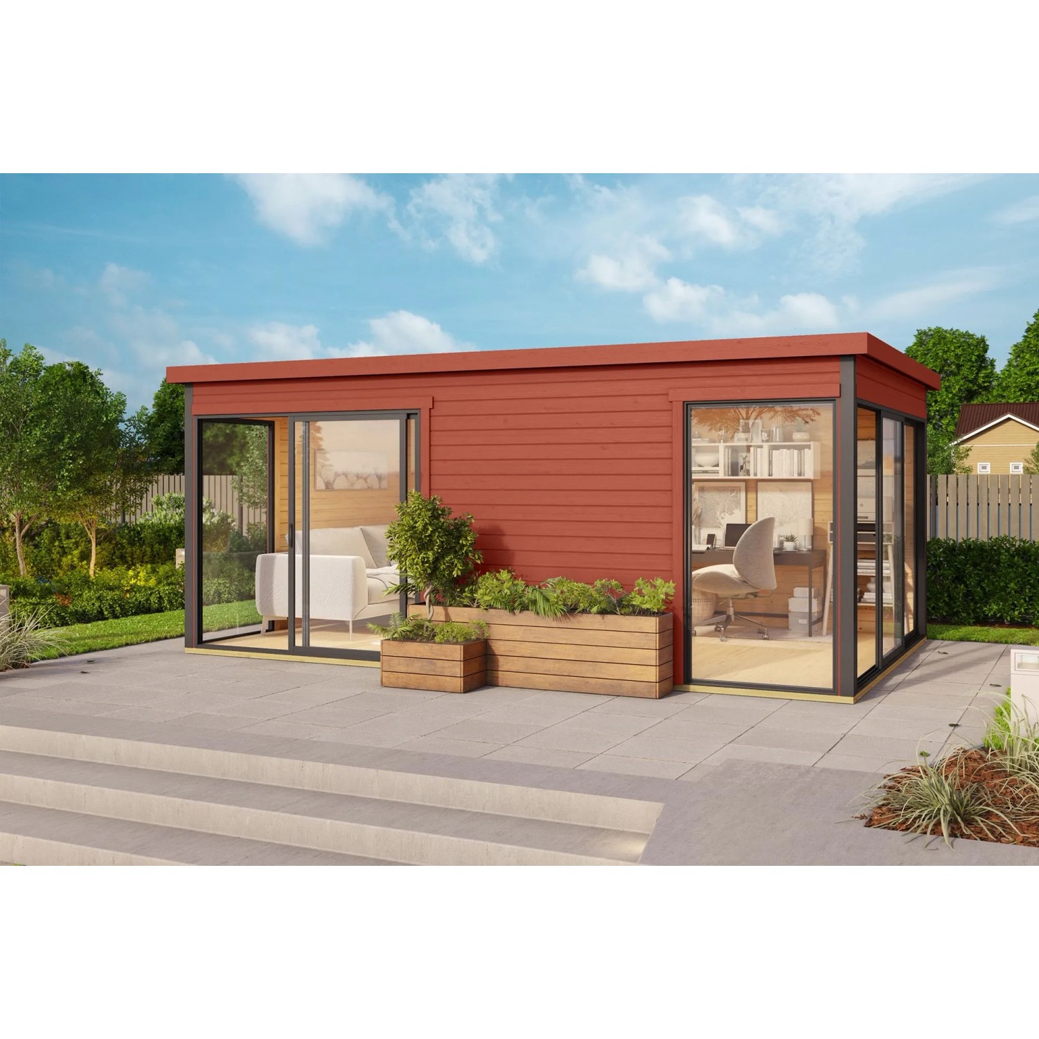 Lasita Holz-Gartenhaus Domeo 3 Flachdach Lasiert 508.8 cm x 321.9 cm