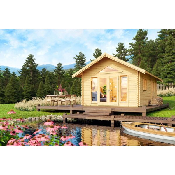 Lasita Holz-Gartenhaus Caroline 2.2 Satteldach Unbehandelt 390 cm x 575 cm