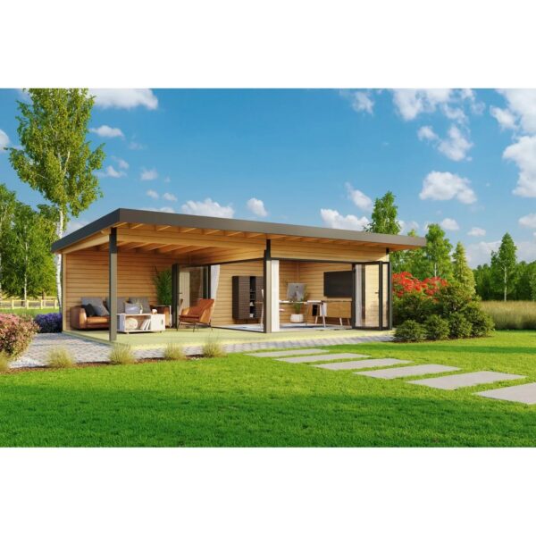 Lasita Holz-Gartenhaus Domeo 10 Pultdach Unbehandelt 450 cm x 450 cm