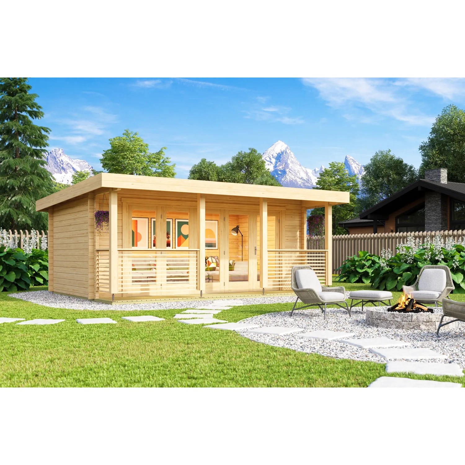 Lasita Holz-Gartenhaus Liverpool 1 Pultdach Unbehandelt 550 cm x 300 cm