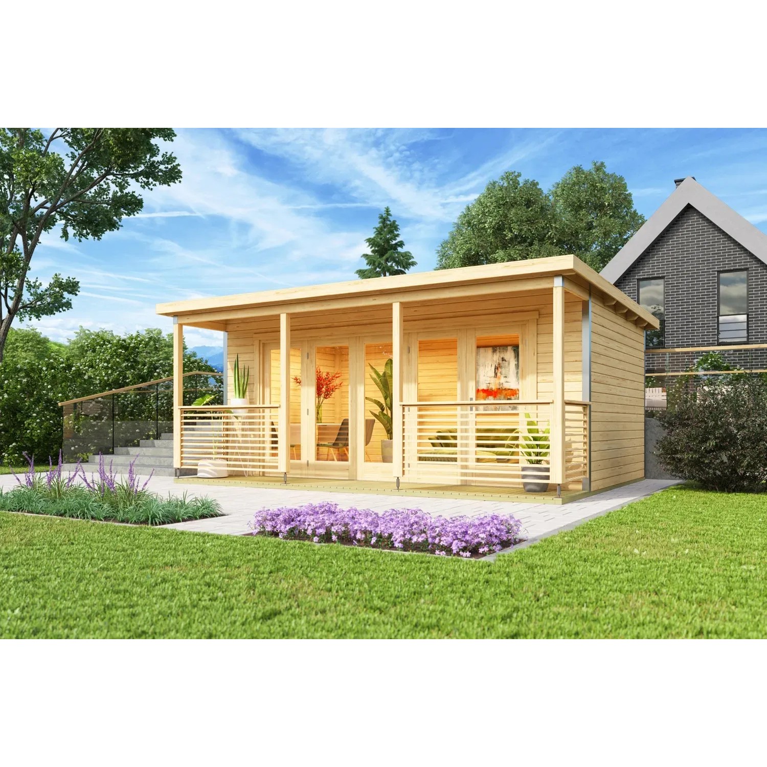 Lasita Holz-Gartenhaus Liverpool 2 Pultdach Unbehandelt 550 cm x 300 cm