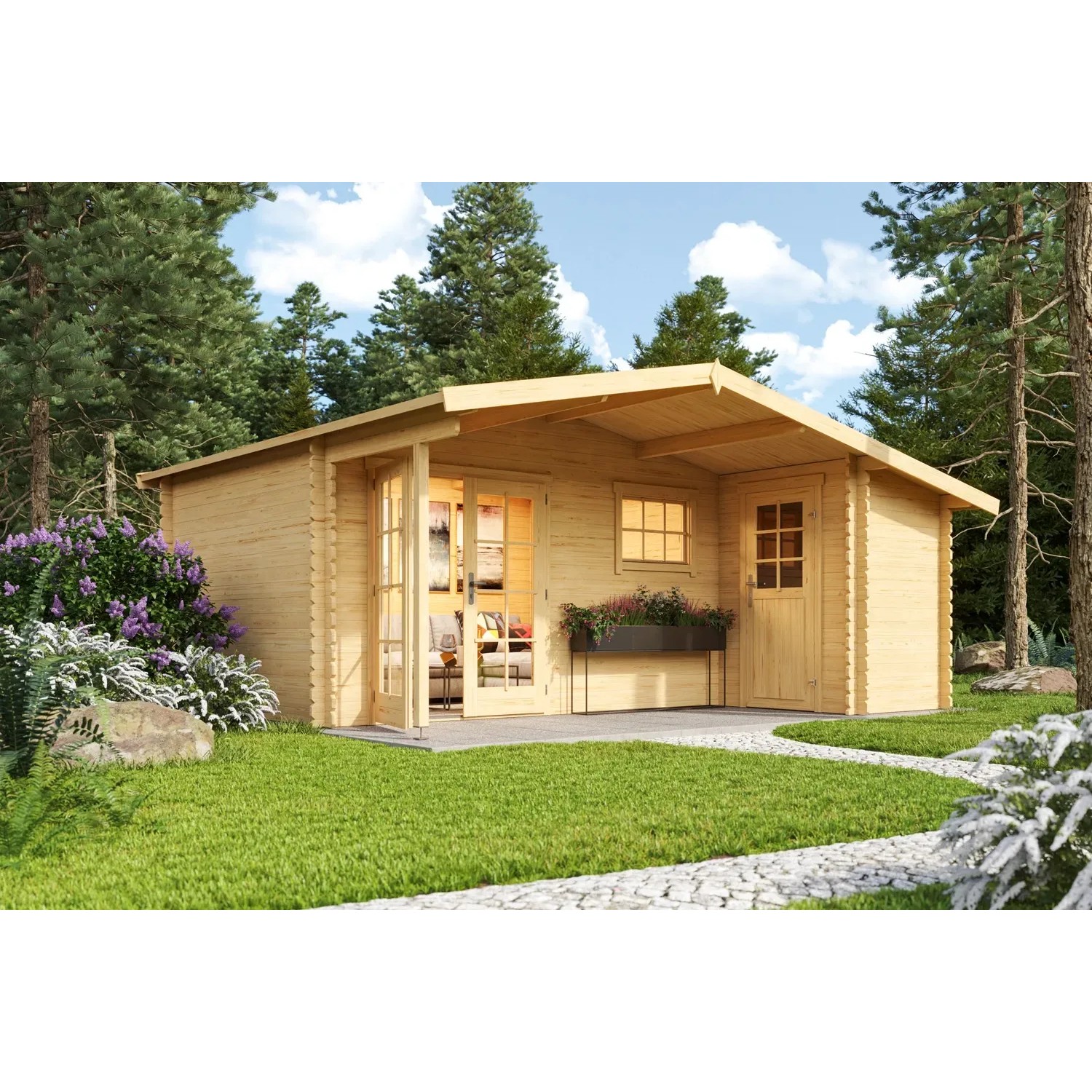 Lasita Maja Gartenhaus Little Rock Natur 510 cm x 430 cm