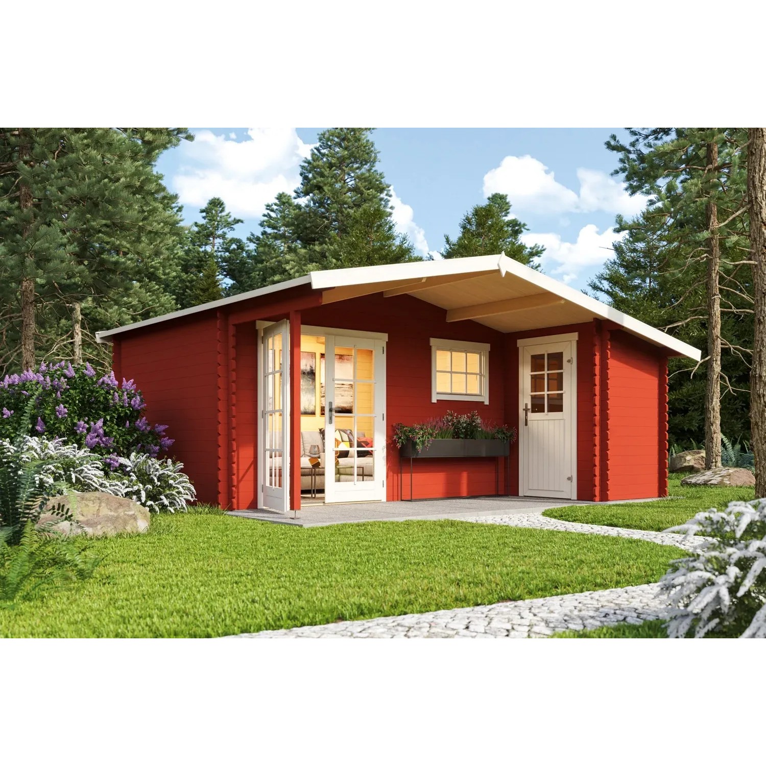 Lasita Holz-Gartenhaus Little Rock Satteldach Lasiert 510 cm x 430 cm