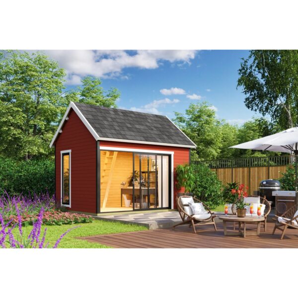 Lasita Holz-Gartenhaus Murano 2 Satteldach Schwedenrot Lasiert 410 cm x 300 cm Lasita Holz-Gartenhaus Murano 2 Satteldach Schwedenrot Lasiert 410 cm x 300 cm